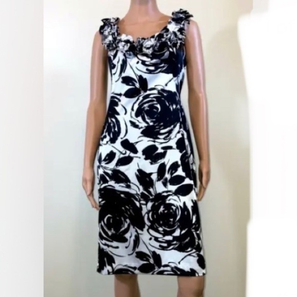 Womens size 10 White House Black Market Satin Ruffle Strap Party Dress WHBM NWT